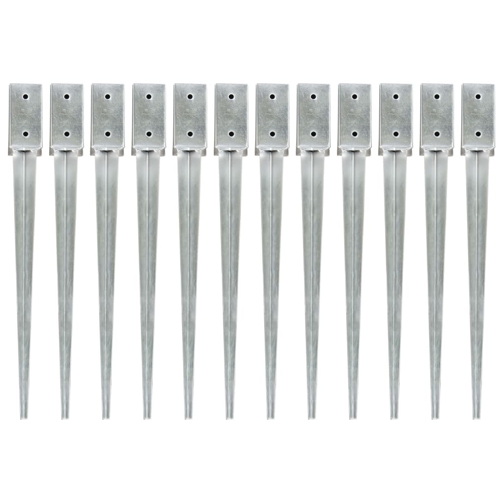 vidaXL Piquets au sol 12 pcs Argenté 7x7x75 cm Acier galvanisé