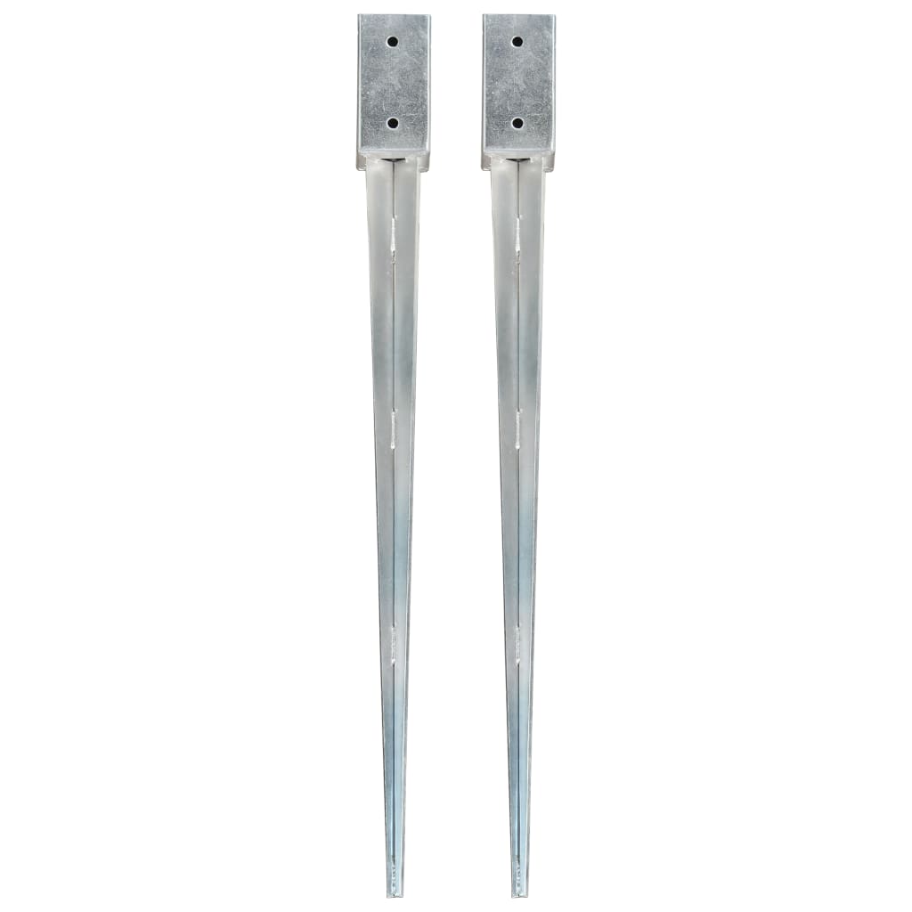 vidaXL Piquets au sol 2 pcs Argenté 7x7x90 cm Acier galvanisé