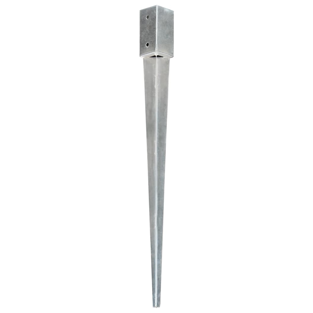 vidaXL Piquets au sol 2 pcs Argenté 7x7x90 cm Acier galvanisé