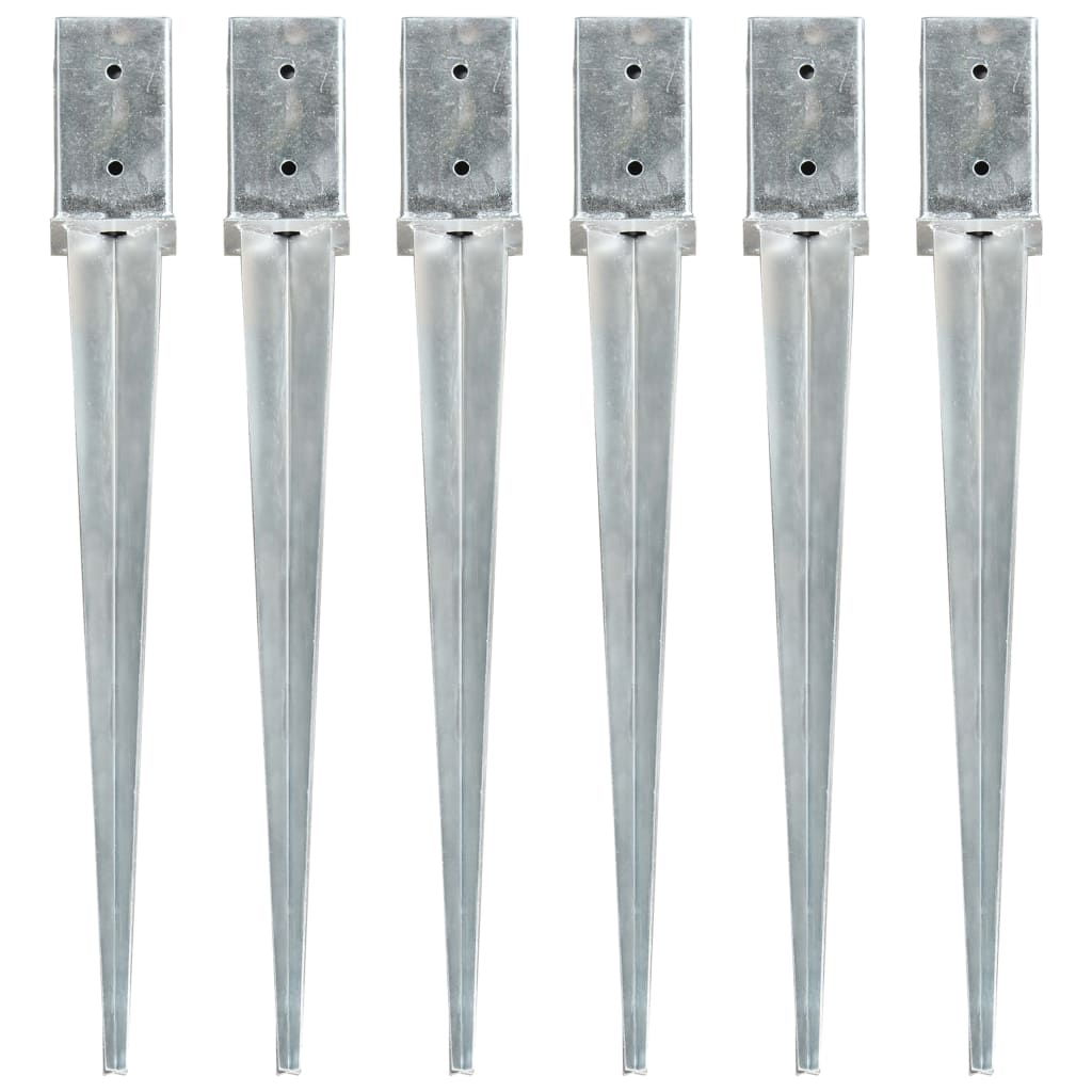 vidaXL Piquets au sol 6 pcs Argenté 8x8x76 cm Acier galvanisé