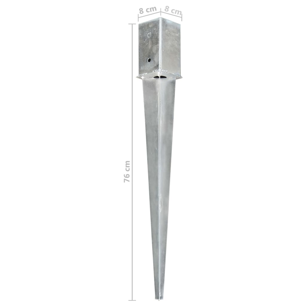 vidaXL Piquets au sol 6 pcs Argenté 8x8x76 cm Acier galvanisé