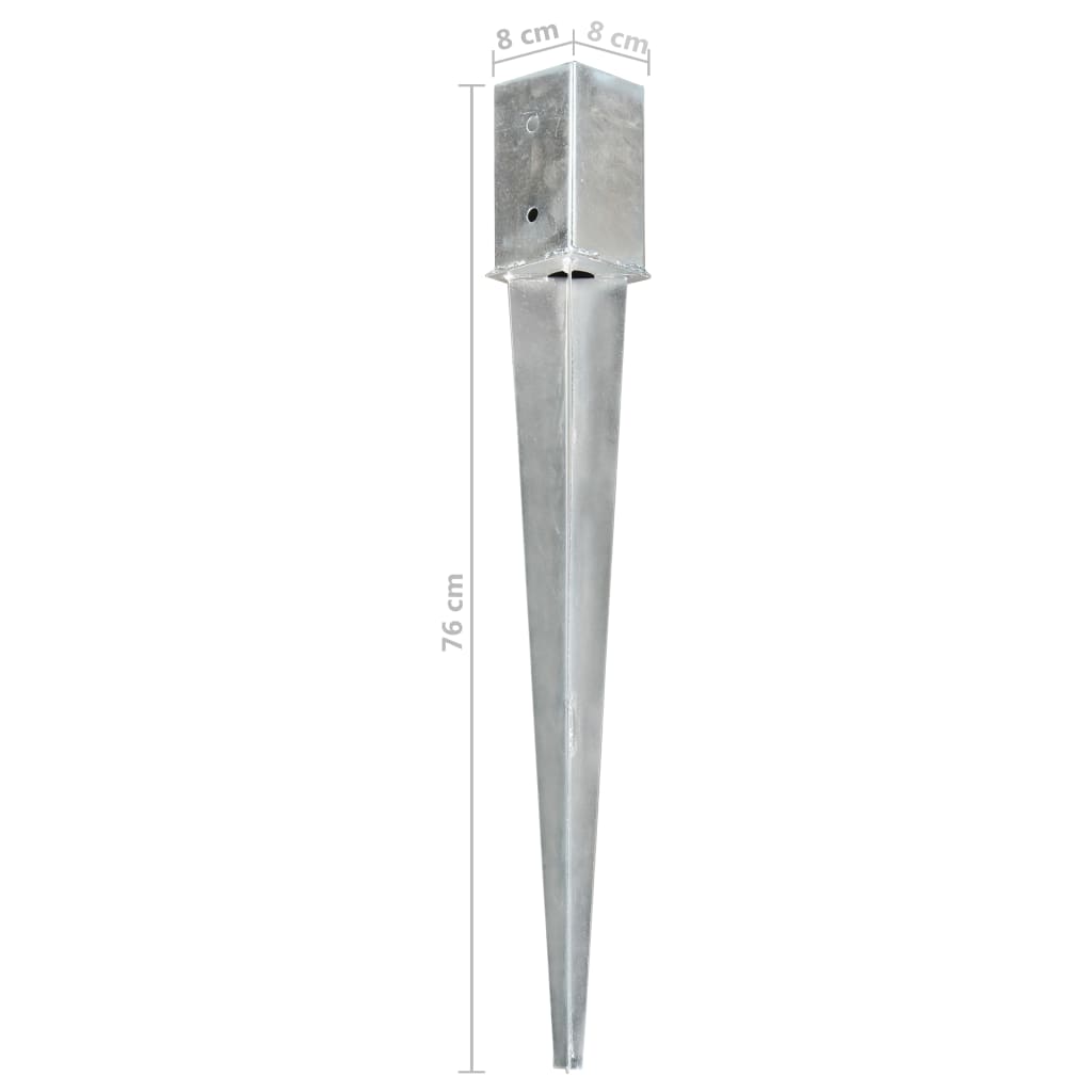 vidaXL Piquets au sol 12 pcs Argenté 8x8x76 cm Acier galvanisé