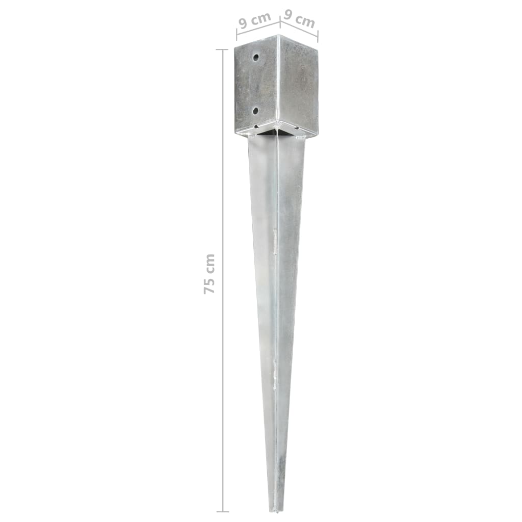 vidaXL Piquets au sol 12 pcs Argenté 9x9x75 cm Acier galvanisé