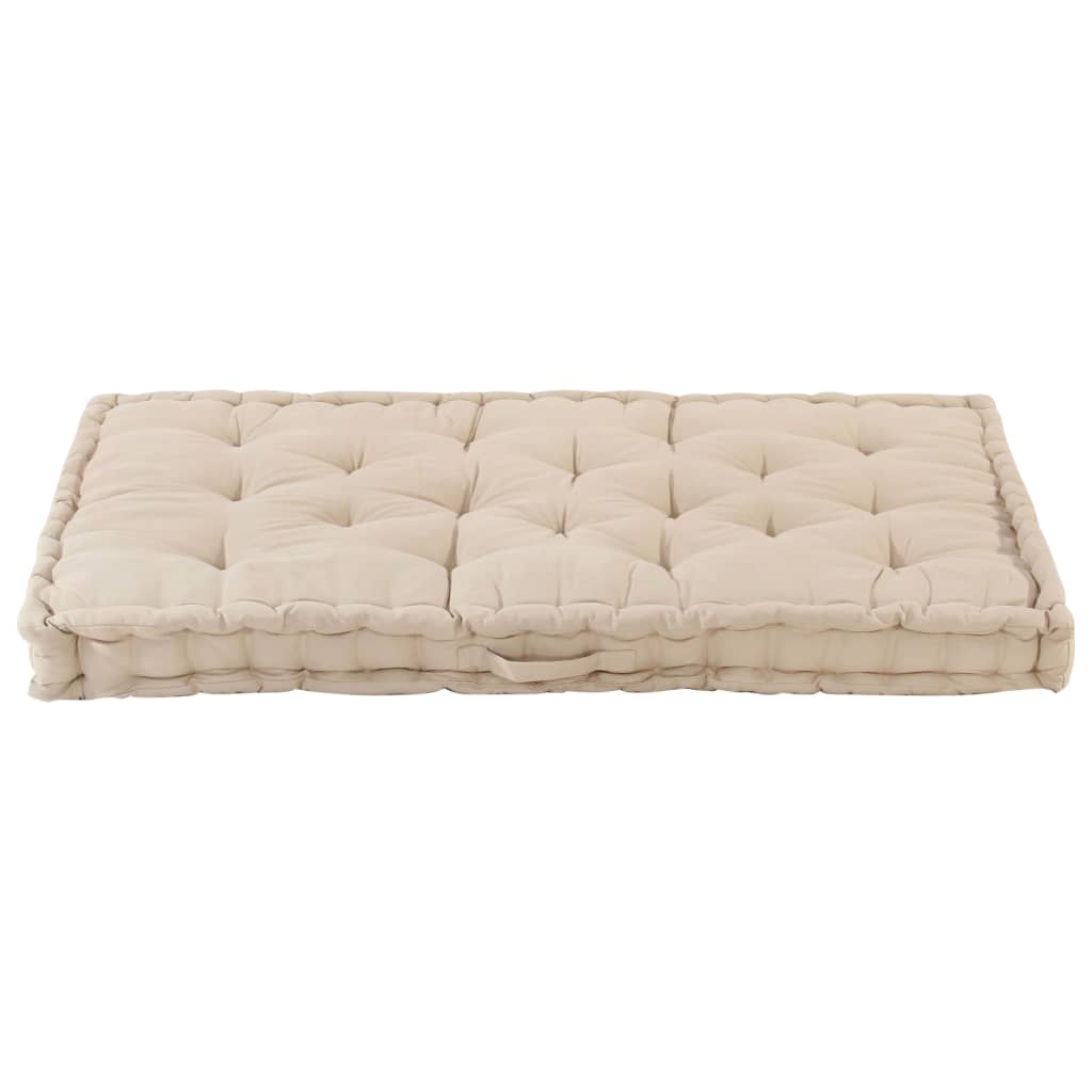 vidaXL Coussin de plancher de palette Coton 120x80x10 cm Beige