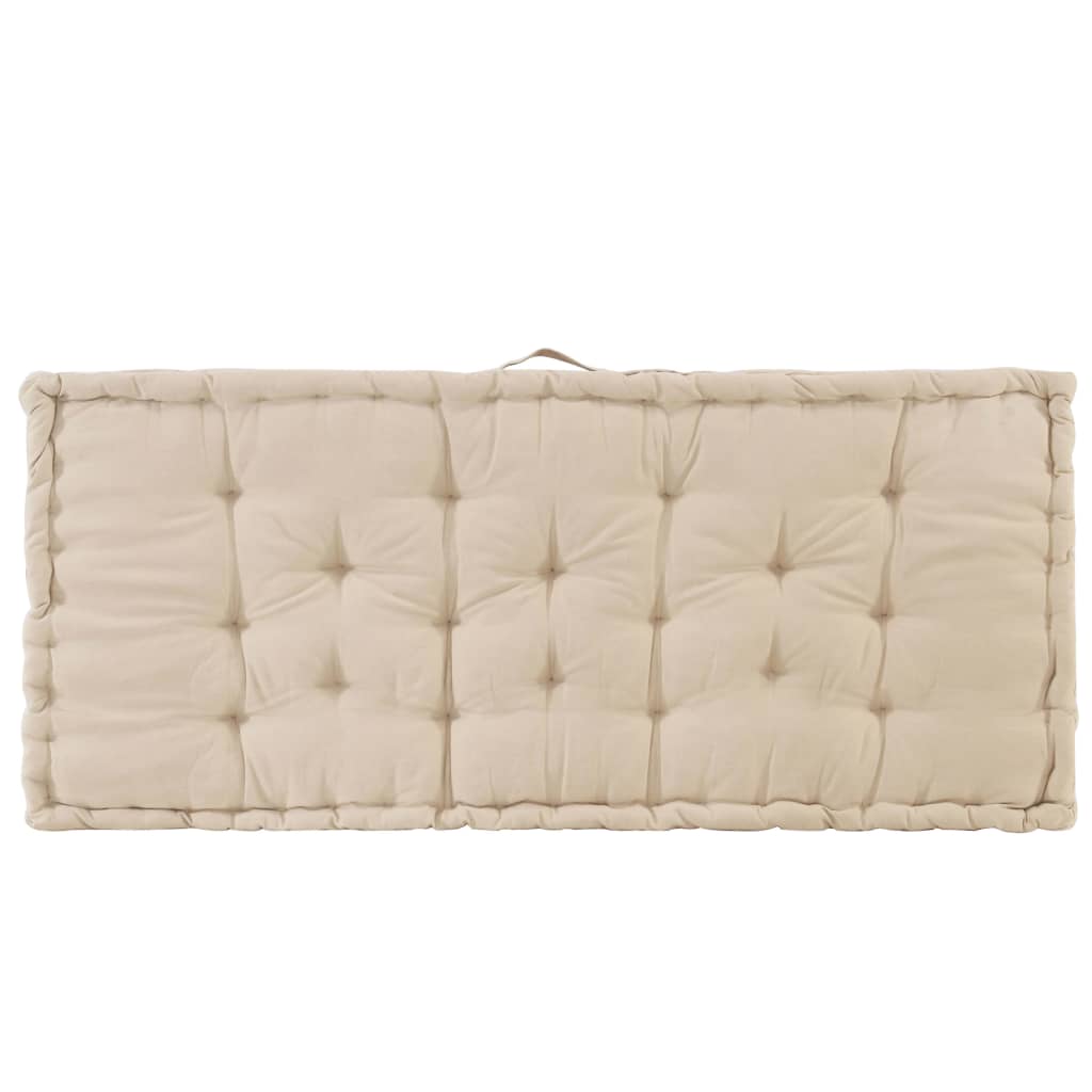 vidaXL Coussin de plancher de palette Coton 120x80x10 cm Beige