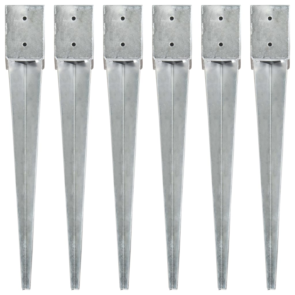 vidaXL Piquets au sol 6 pcs Argenté 10x10x76 cm Acier galvanisé
