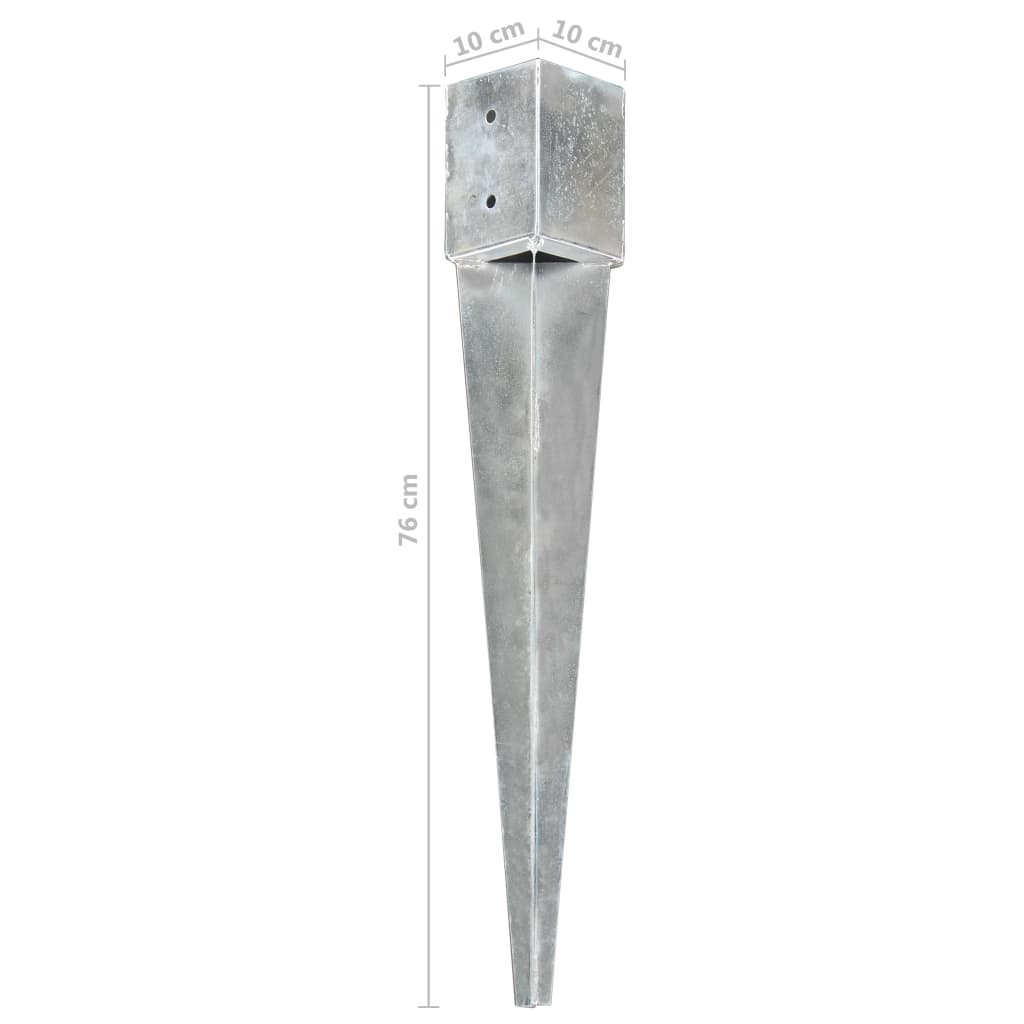 vidaXL Piquets au sol 6 pcs Argenté 10x10x76 cm Acier galvanisé