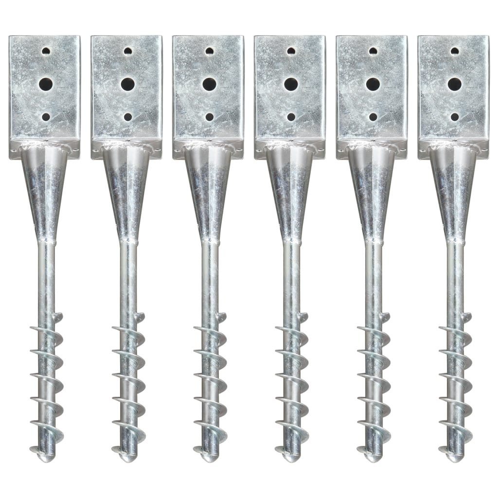 vidaXL Piquets au sol 6 pcs Argenté 9x9x56 cm Acier galvanisé