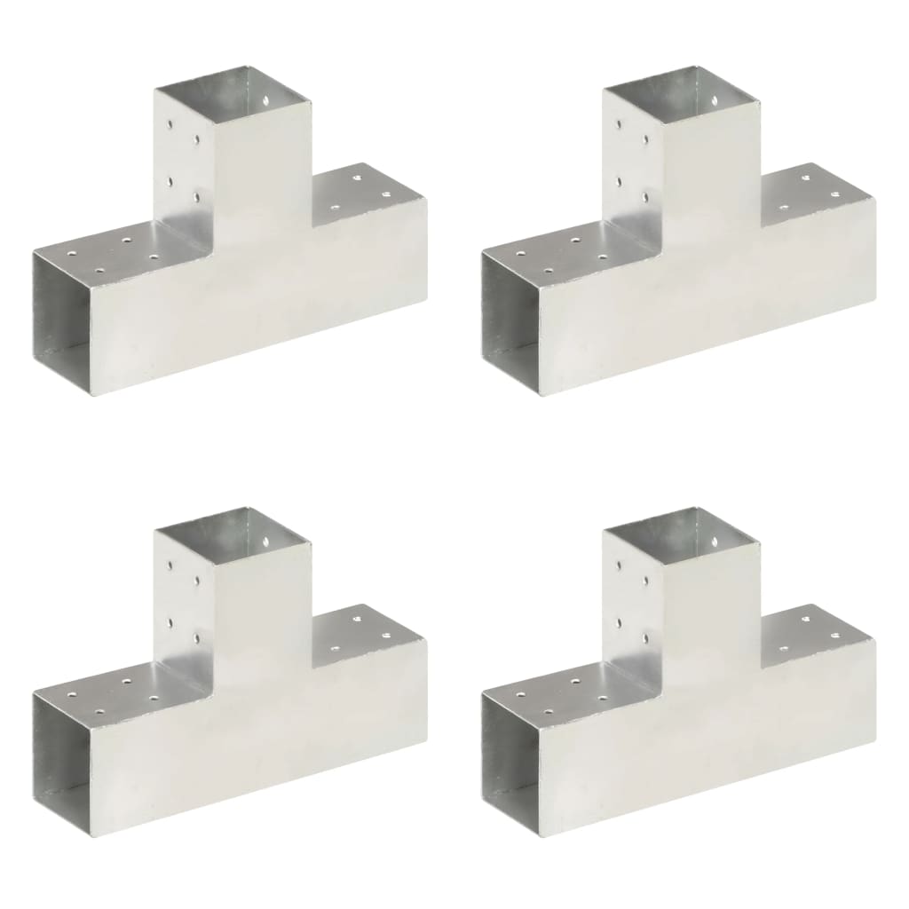 vidaXL Connecteurs de poteau 4 pcs Forme en T Métal galvanisé 81x81 mm