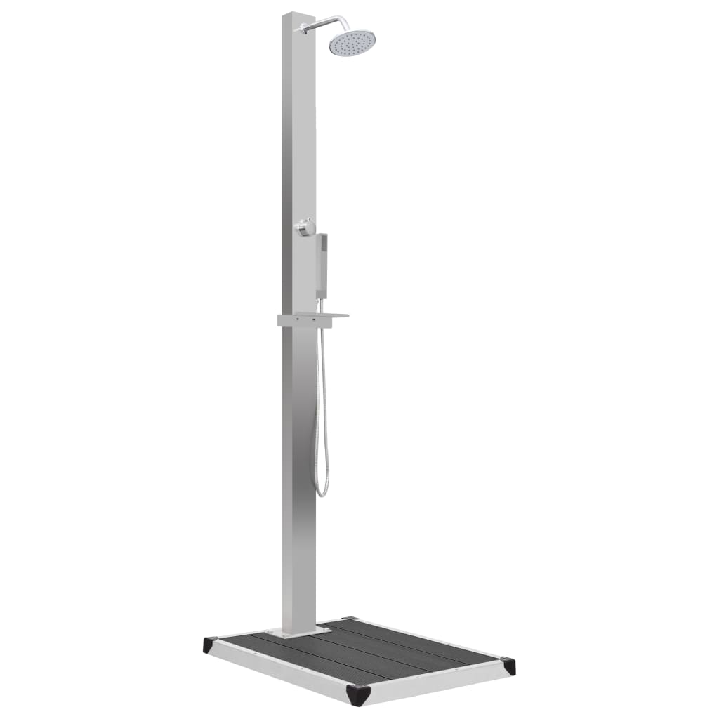 vidaXL Douche d'extérieur avec receveur de douche WPC Acier inoxydable