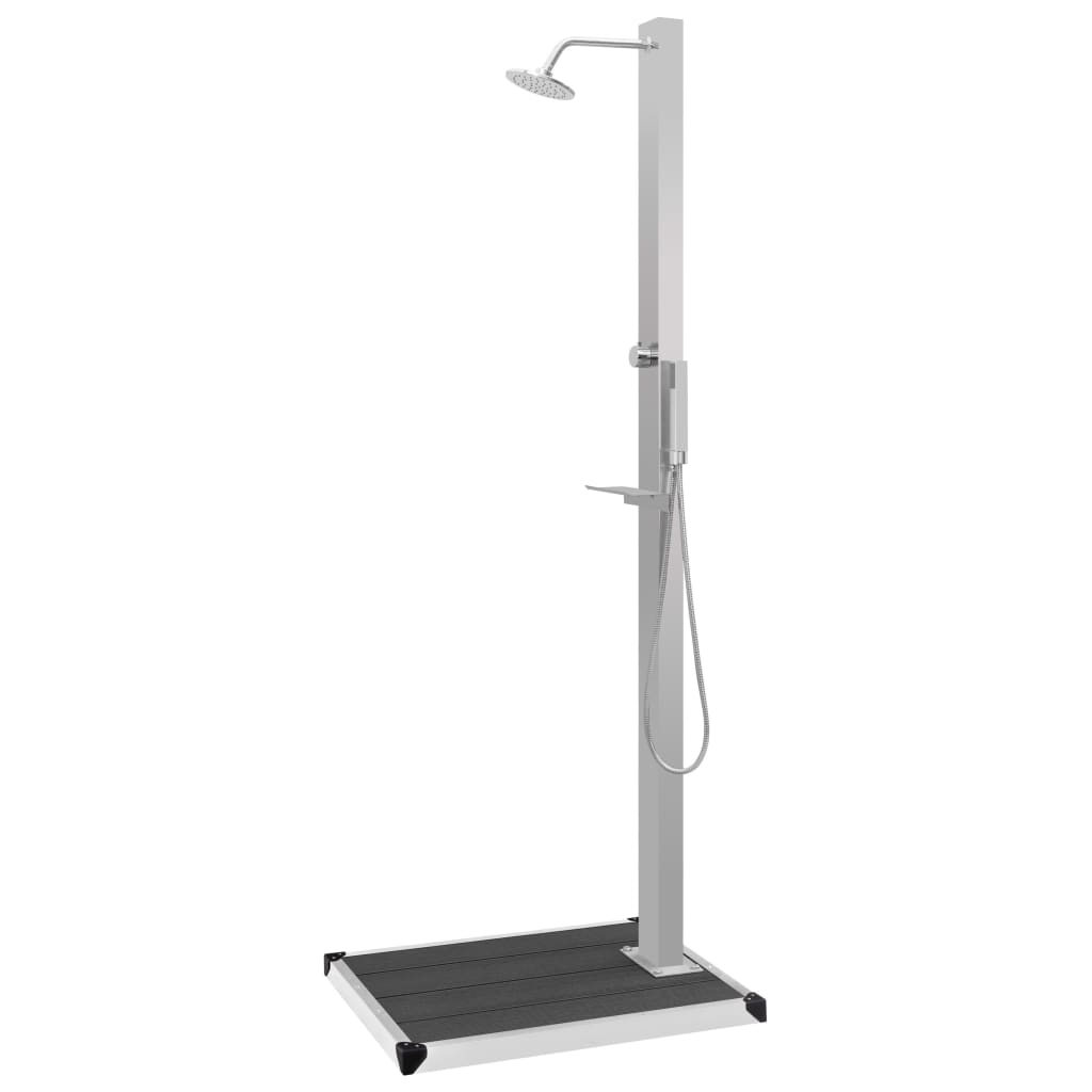 vidaXL Douche d'extérieur avec receveur de douche WPC Acier inoxydable