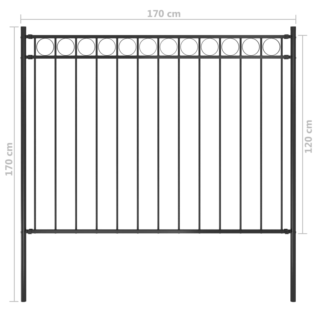vidaXL Clôture de jardin Acier 1,7x1,2 m Noir