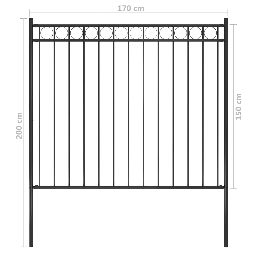 vidaXL Clôture de jardin Acier 1,7x1,5 m Noir