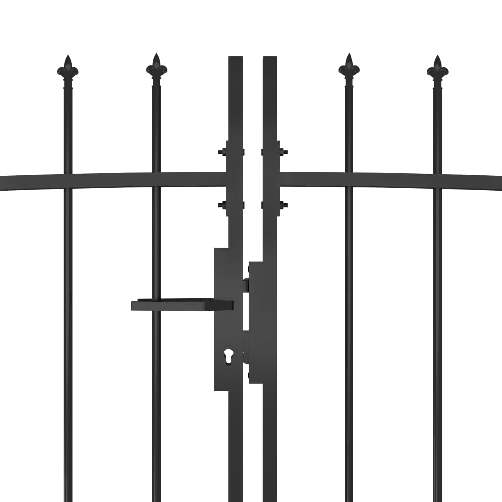 vidaXL Portail de clôture de jardin avec dessus en lance 5x1,75 m Noir