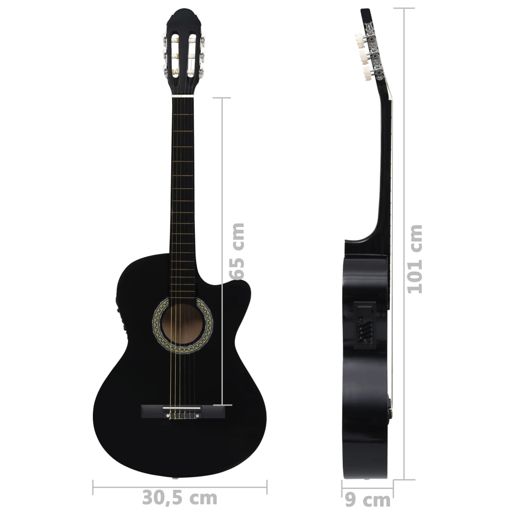 vidaXL Guitare découpée classique occidentale égaliseur 6 cordes Noir