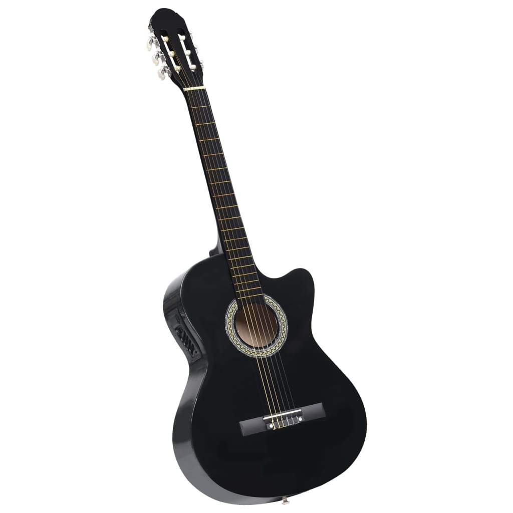 vidaXL Jeu de guitare 12pcs occidental avec égaliseur et 6 cordes Noir