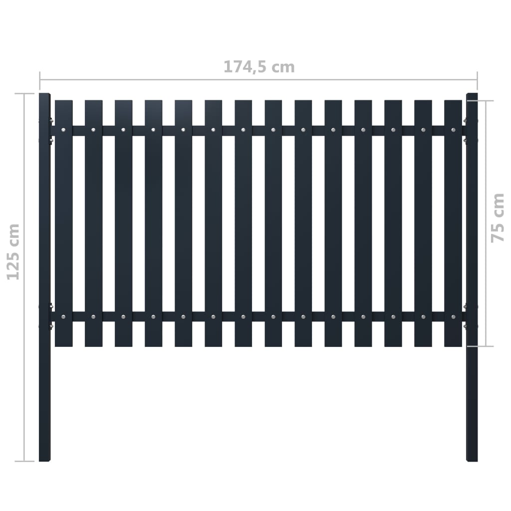 vidaXL Panneau de clôture Anthracite 174,5x75cm Acier enduit de poudre