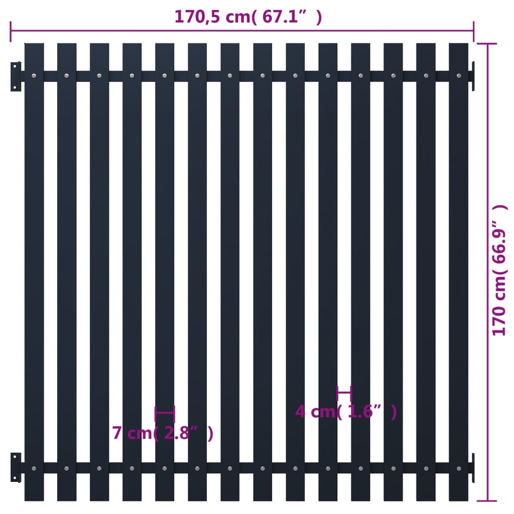 vidaXL Panneau clôture Anthracite 170,5x170 cm Acier enduit de poudre