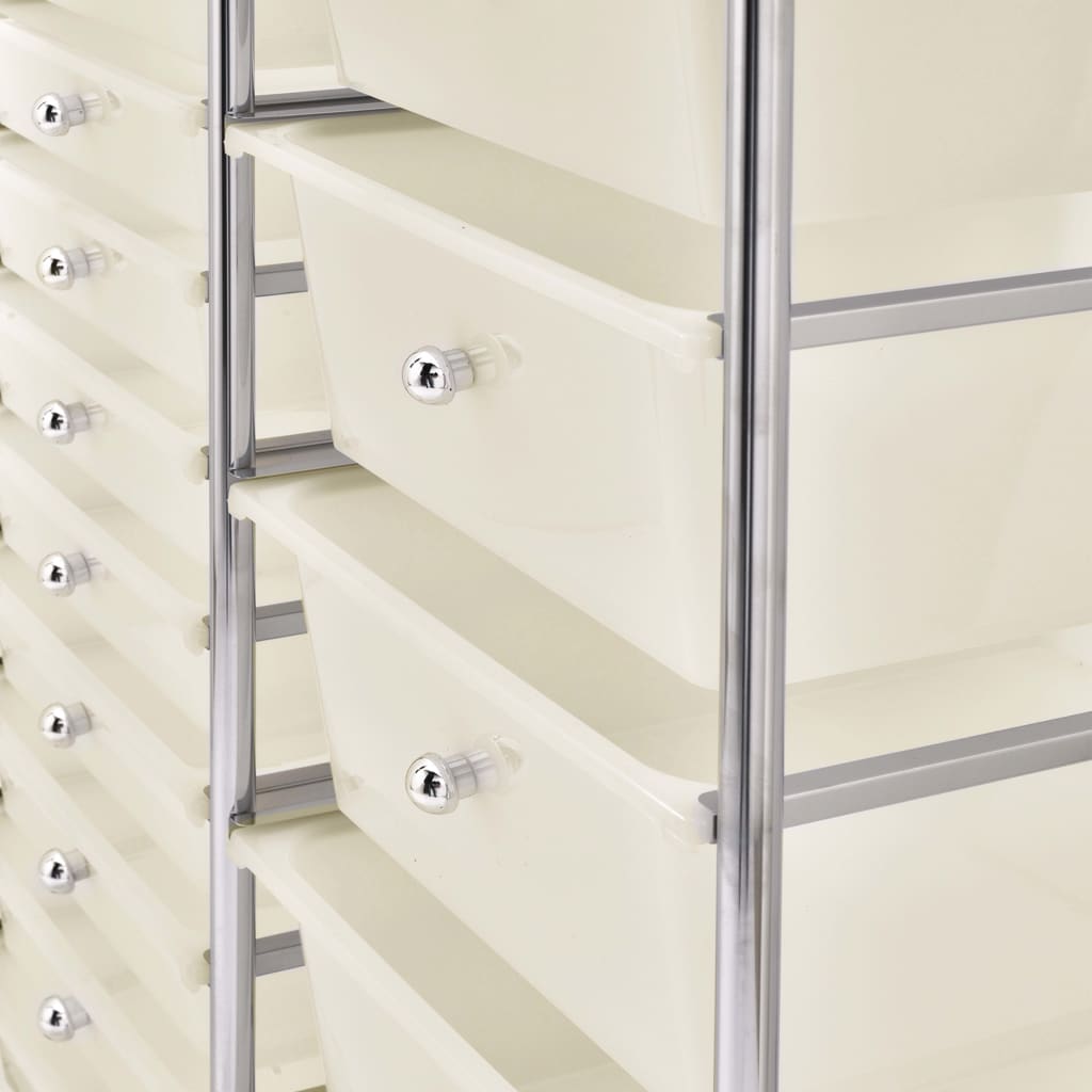 vidaXL Chariot de rangement mobile à 15 tiroirs XXL Blanc Plastique