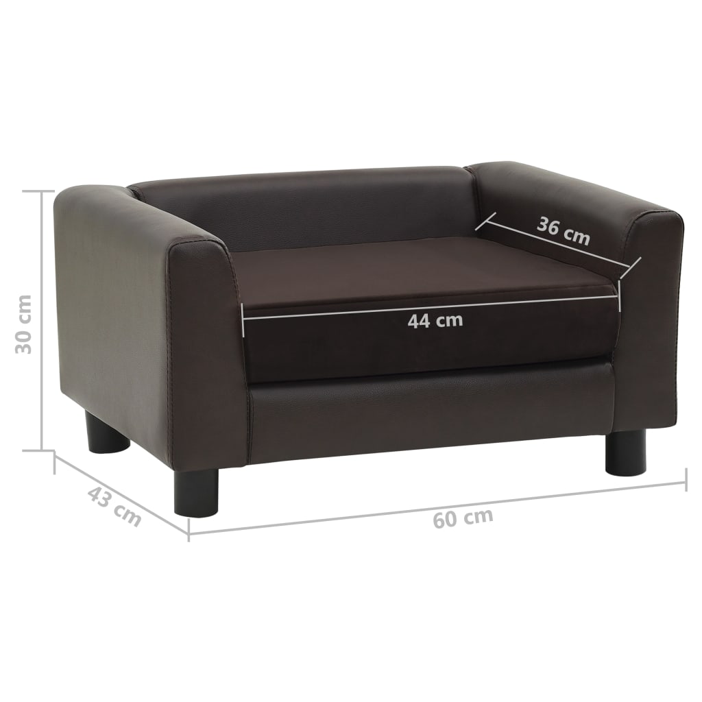 vidaXL Canapé pour chien Marron 60x43x30 cm Peluche et similicuir