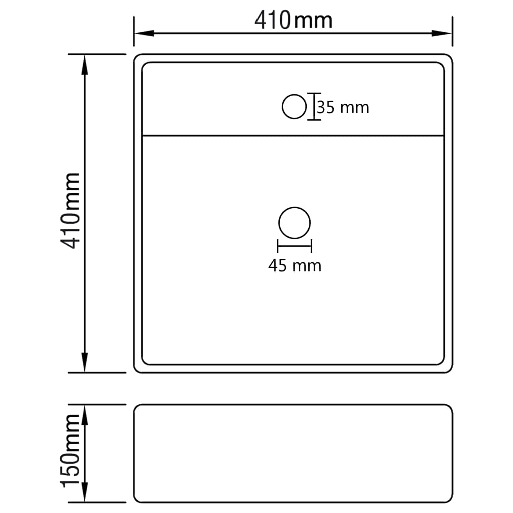 vidaXL Lavabo carré à trop-plein Vert clair mat 41x41 cm Céramique
