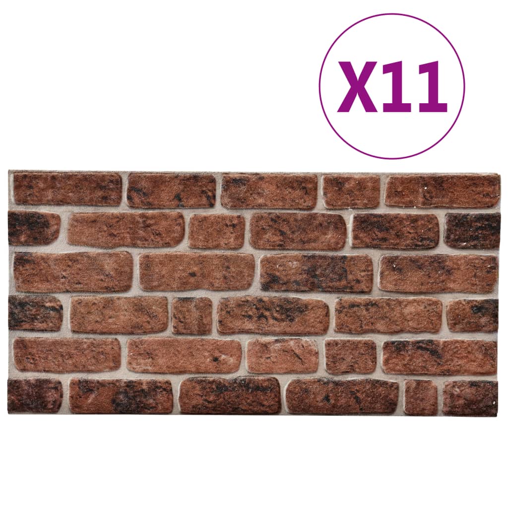 vidaXL Panneaux muraux 3D design brique marron foncé 11 pcs EPS