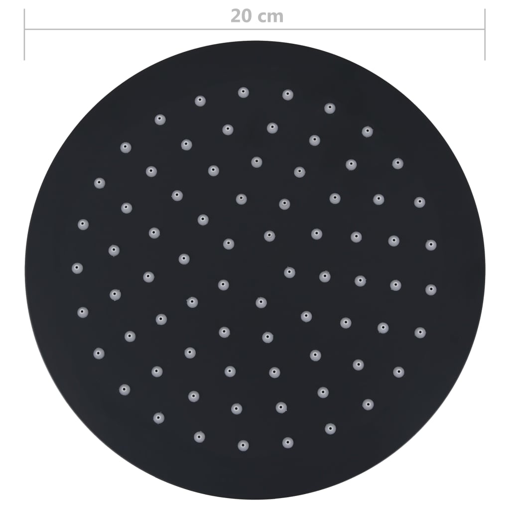 vidaXL Pomme de douche pluie Acier inoxydable 20 cm Ronde Noir