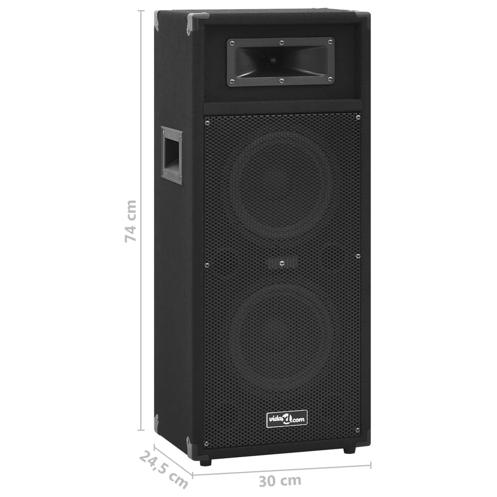 vidaXL Haut-parleurs de scène passives professionnelles Hifi 2pcs noir