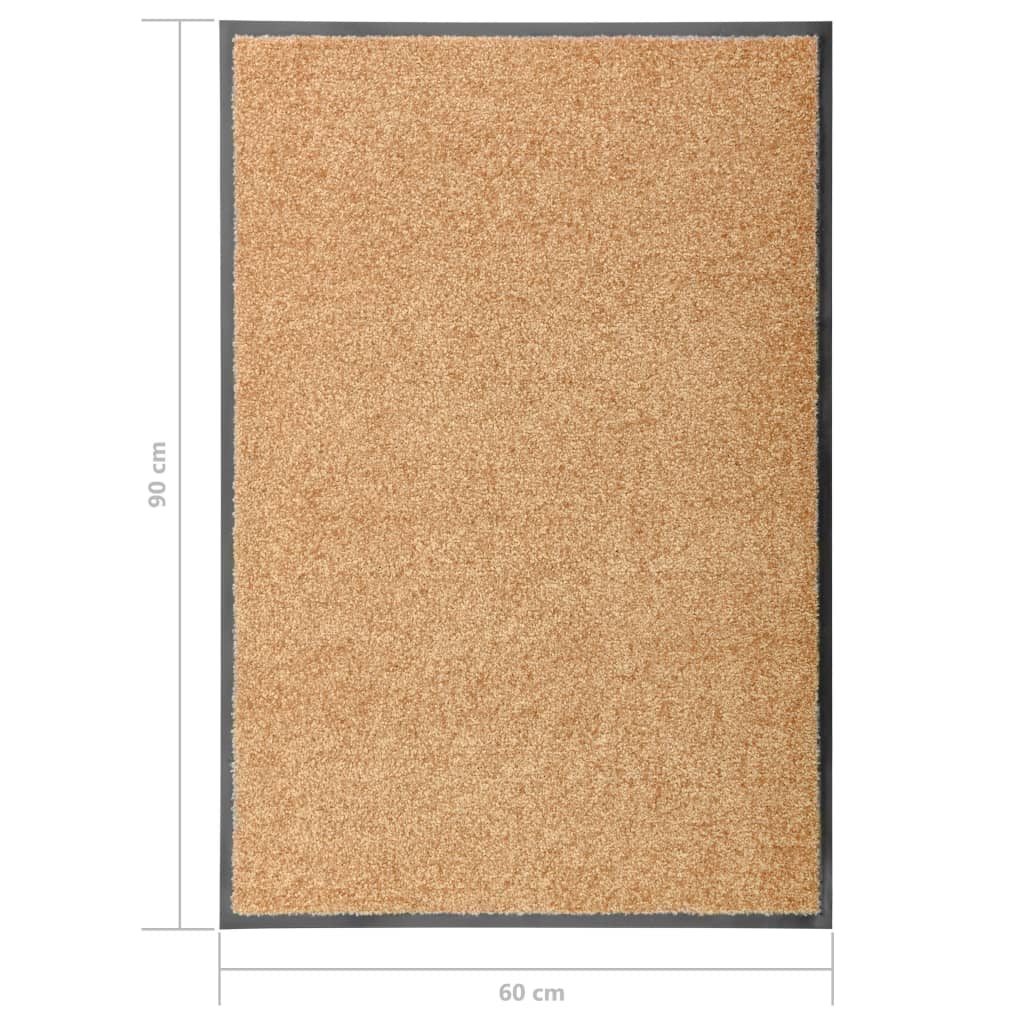 vidaXL Paillasson lavable Crème 60x90 cm