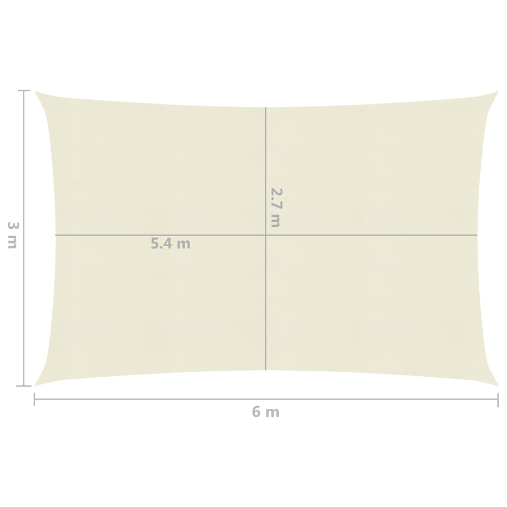 vidaXL Voile d'ombrage 160 g/m² Crème 3x6 m PEHD