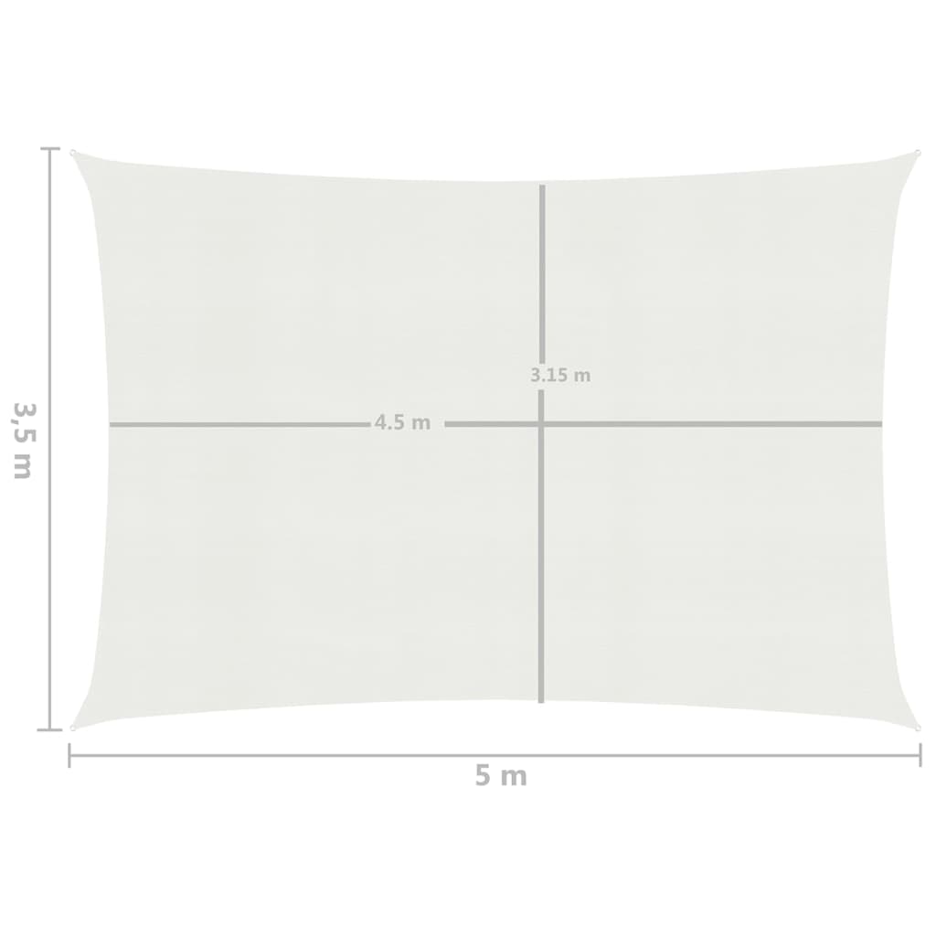 vidaXL Voile d'ombrage 160 g/m² Blanc 3,5x5 m PEHD