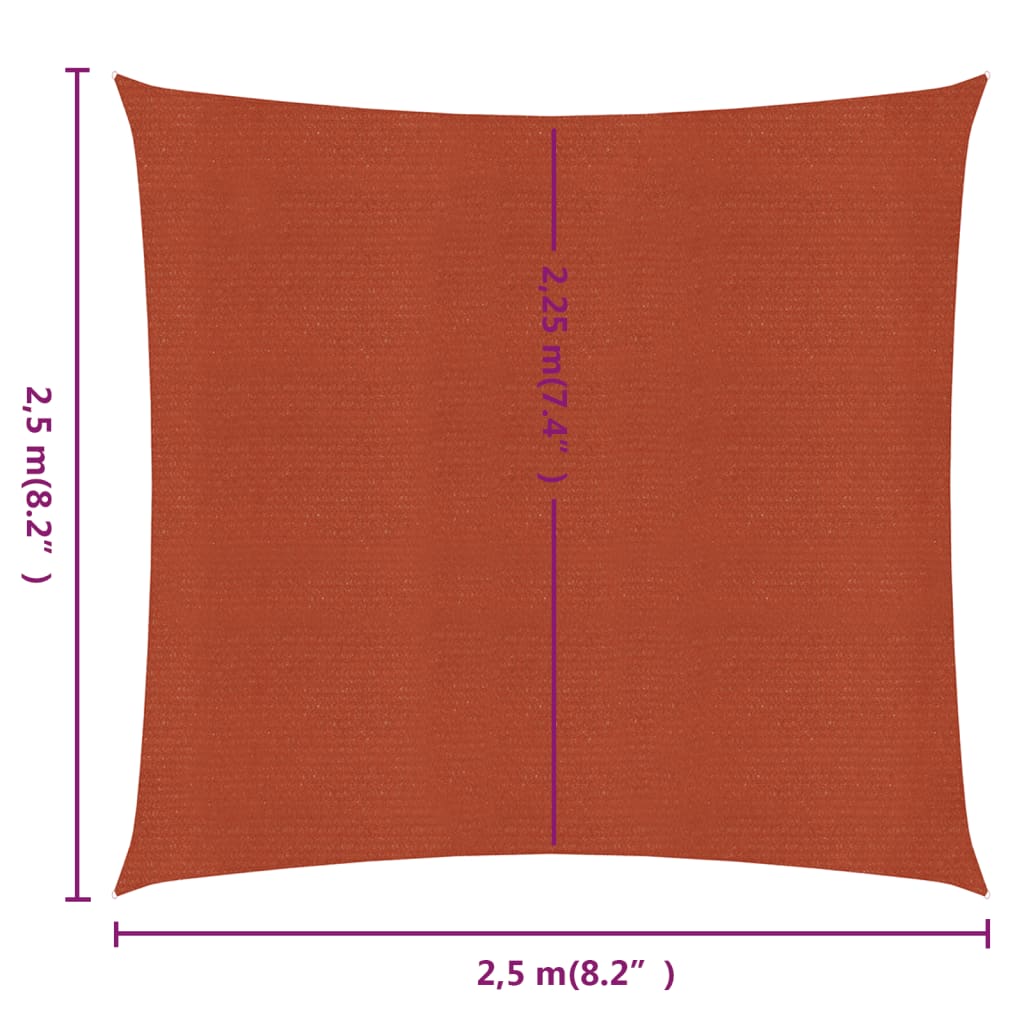 vidaXL Voile d'ombrage 160 g/m² carré terre cuite 2,5x2,5 m PEHD