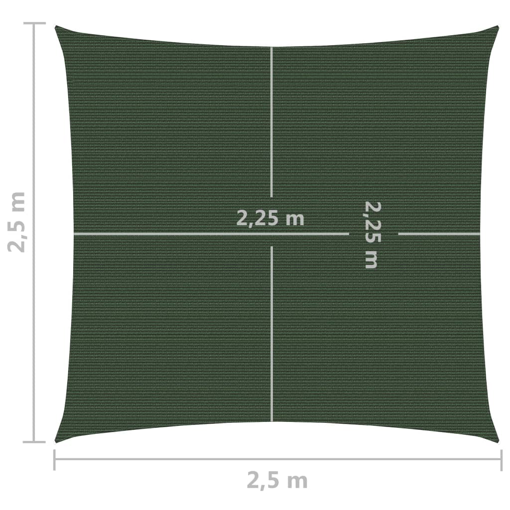 vidaXL Voile d'ombrage 160 g/m² Vert foncé 2,5x2,5 m PEHD
