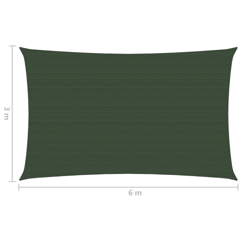 vidaXL Voile d'ombrage 160 g/m² Vert foncé 3x6 m PEHD