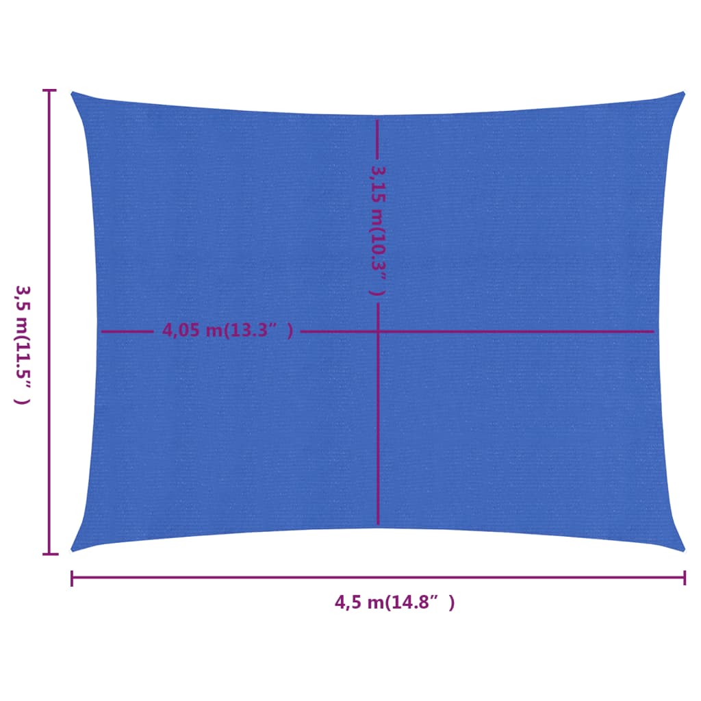 vidaXL Voile d'ombrage 160g/m² rectangulaire bleu 3,5x4,5 m PEHD