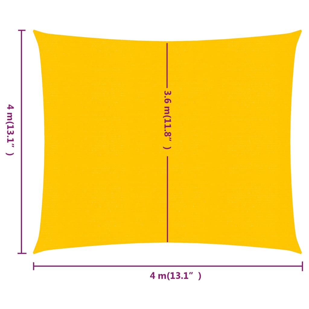 vidaXL Voile d'ombrage 160 g/m² carré jaune 4x4 m PEHD