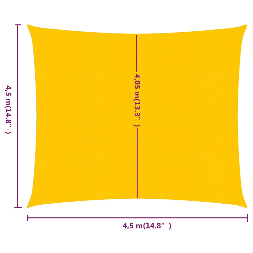vidaXL Voile d'ombrage 160 g/m² carré jaune 4,5x4,5 m PEHD