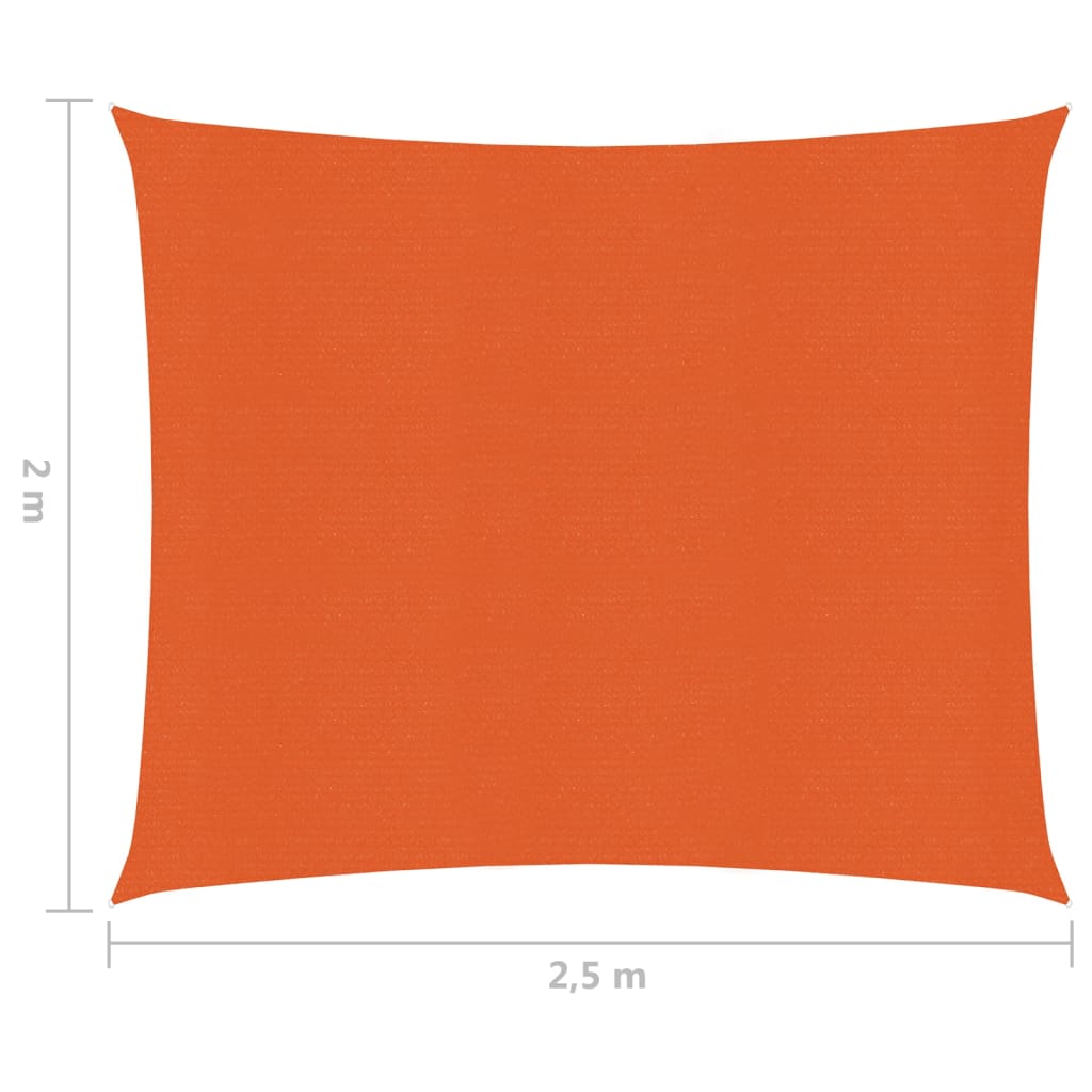 vidaXL Voile d'ombrage 160 g/m² Orange 2x2,5 m PEHD