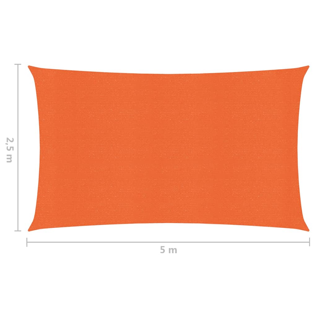 vidaXL Voile d'ombrage 160 g/m² Orange 2,5x5 m PEHD