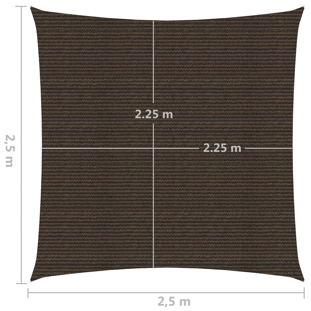 vidaXL Voile d'ombrage 160 g/m² Marron 2,5x2,5 m PEHD
