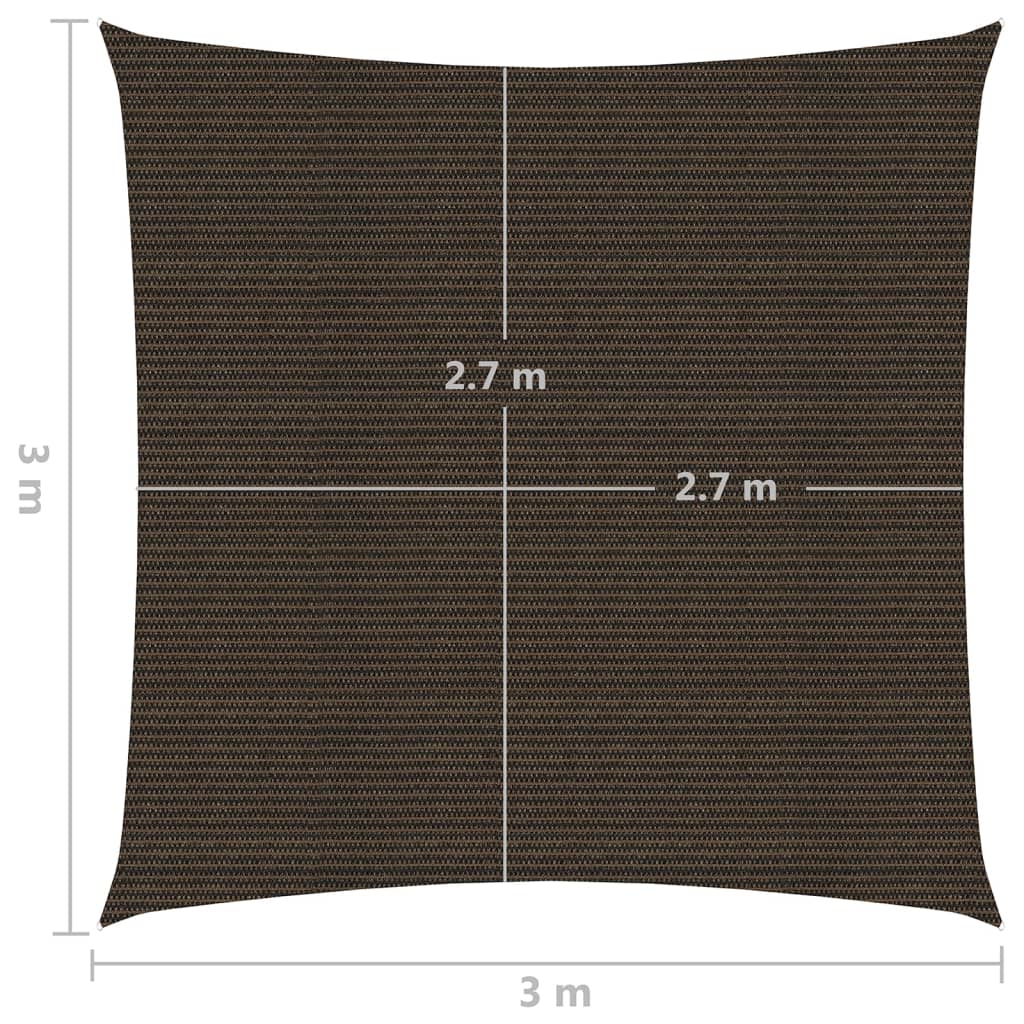 vidaXL Voile d'ombrage 160 g/m² Marron 3x3 m PEHD