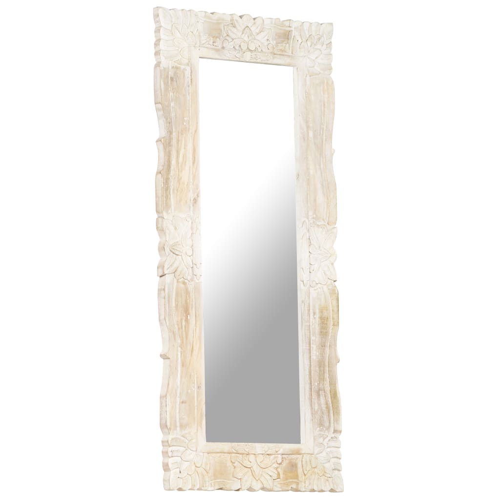 vidaXL Miroir Blanc 110x50 cm Bois de manguier massif