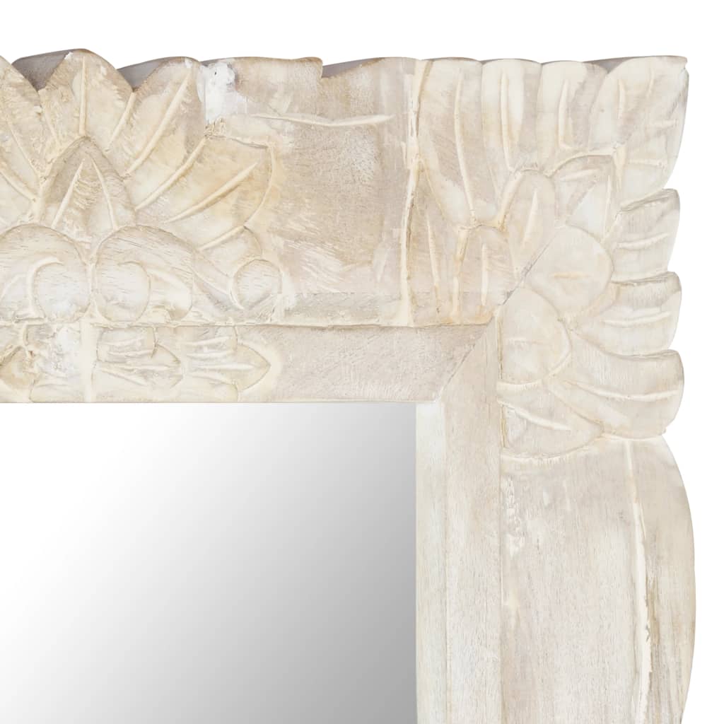 vidaXL Miroir Blanc 110x50 cm Bois de manguier massif