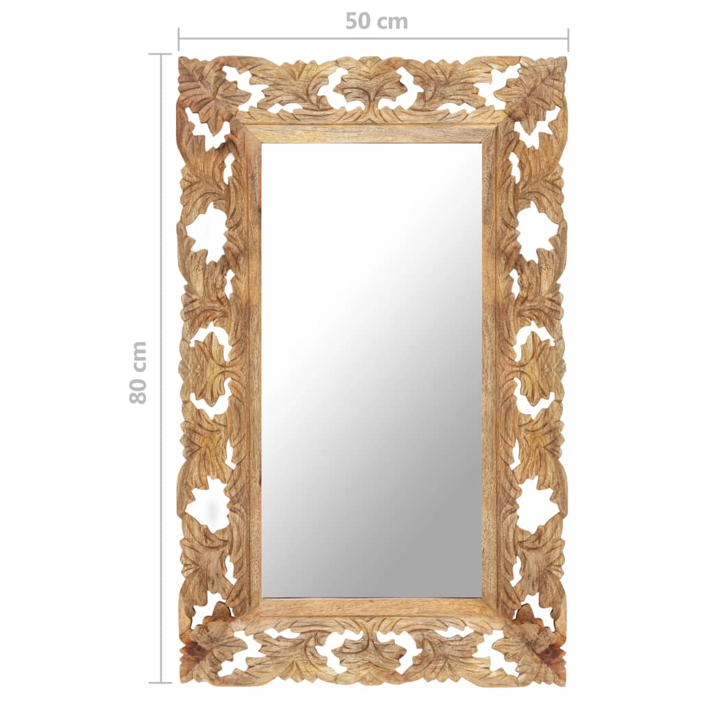 vidaXL Miroir sculpté à la main Marron 80x50cm Bois de manguier massif