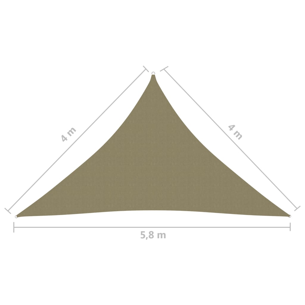 vidaXL Voile de parasol tissu oxford triangulaire 4x4x5,8 m beige
