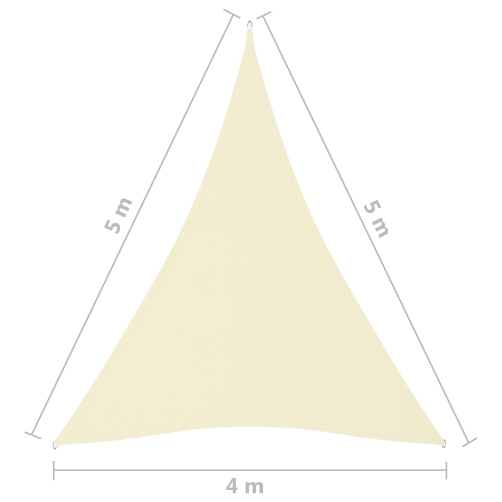 vidaXL Voile de parasol tissu oxford triangulaire 4x5x5 m crème