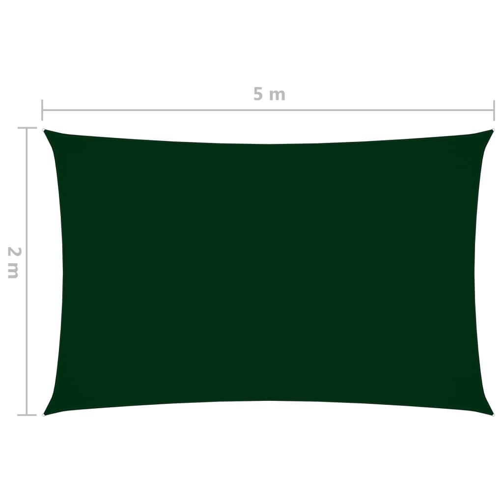 vidaXL Voile de parasol tissu oxford rectangulaire 2x5 m vert foncé