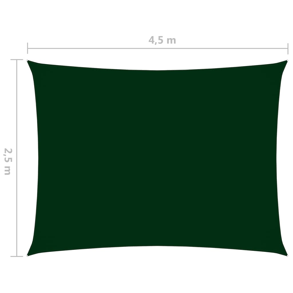vidaXL Voile de parasol tissu oxford rectangulaire 2,5x4,5m vert foncé
