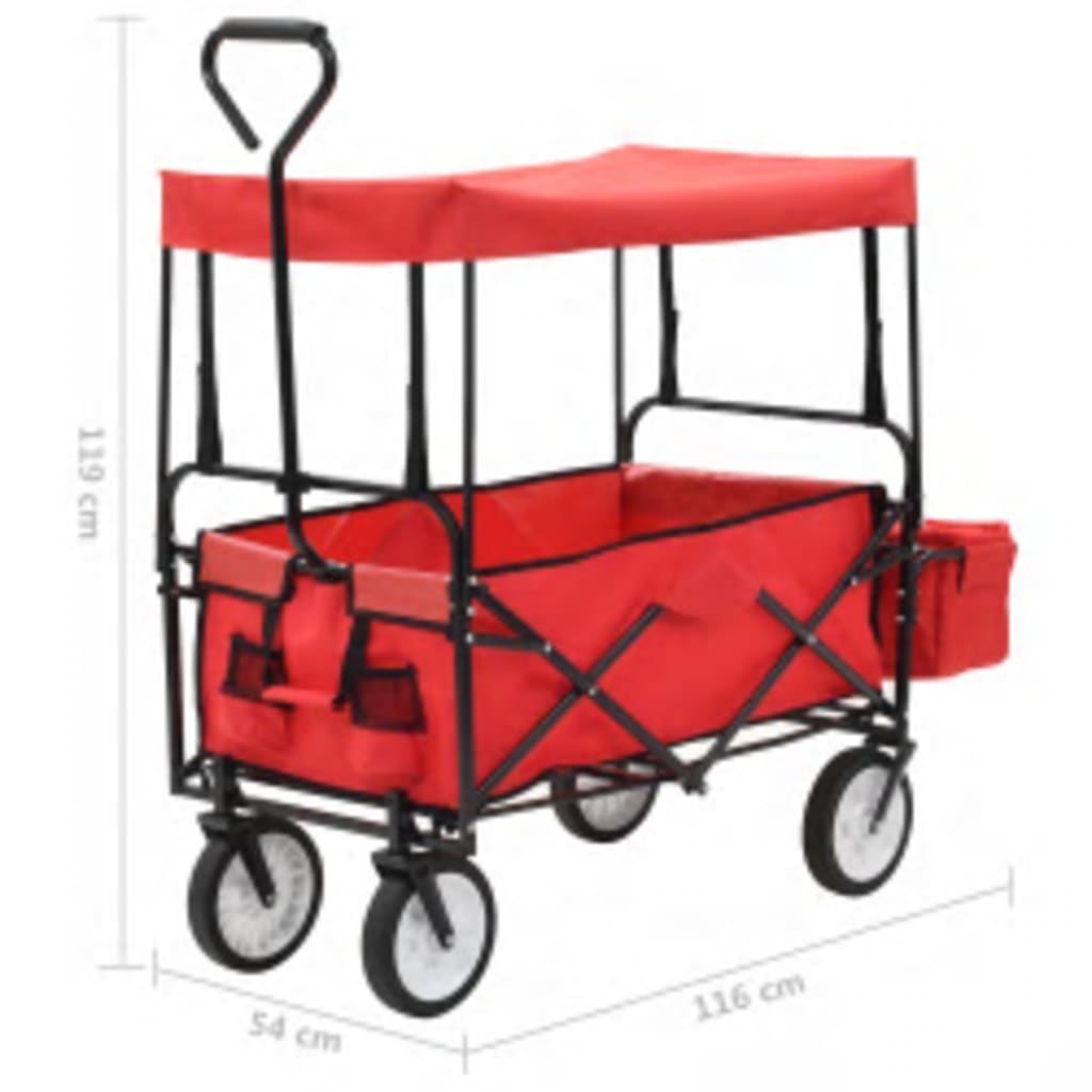 vidaXL Chariot à main pliable avec toit Acier Rouge