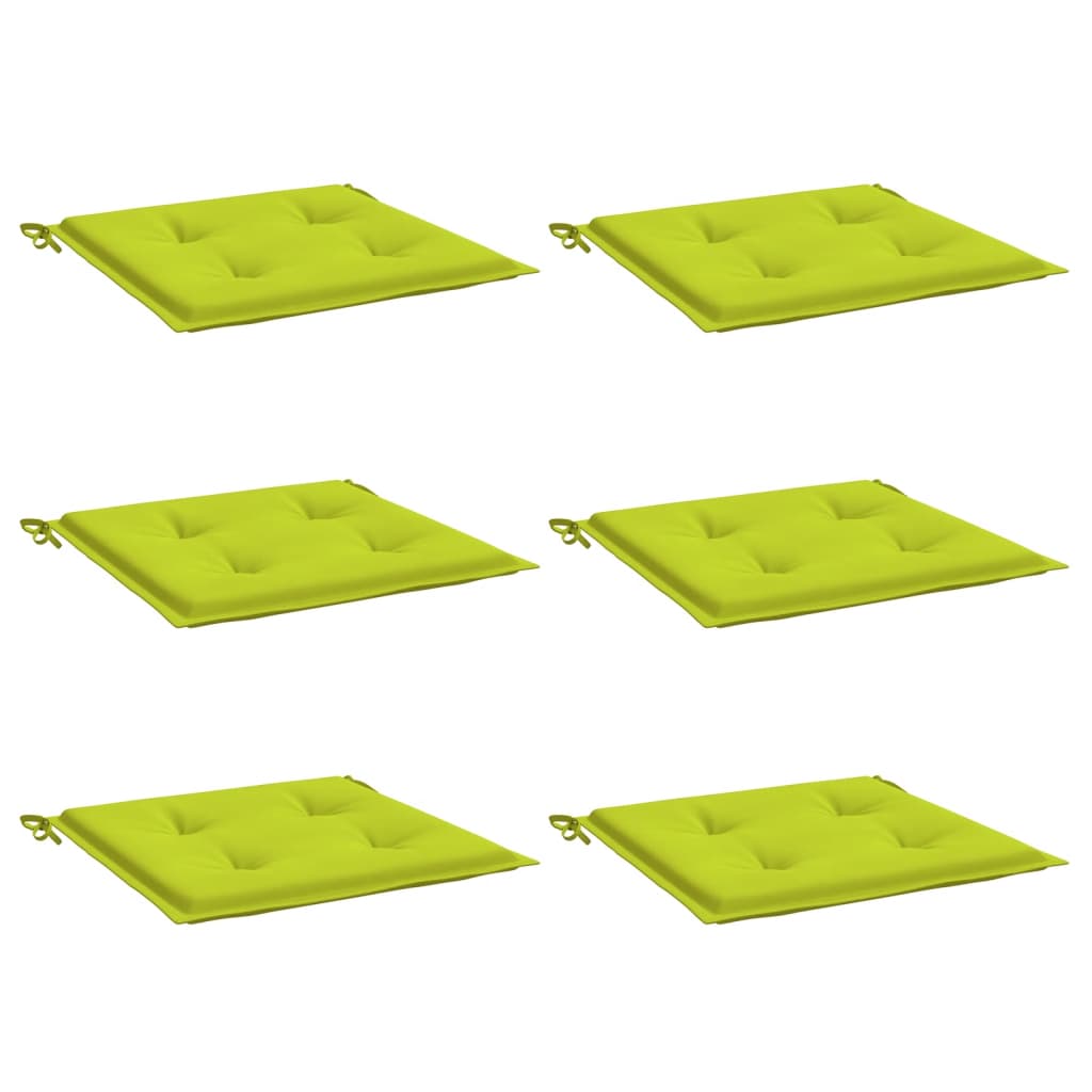 vidaXL Coussins de chaise de jardin lot de 6 vert vif 40x40x3 cm